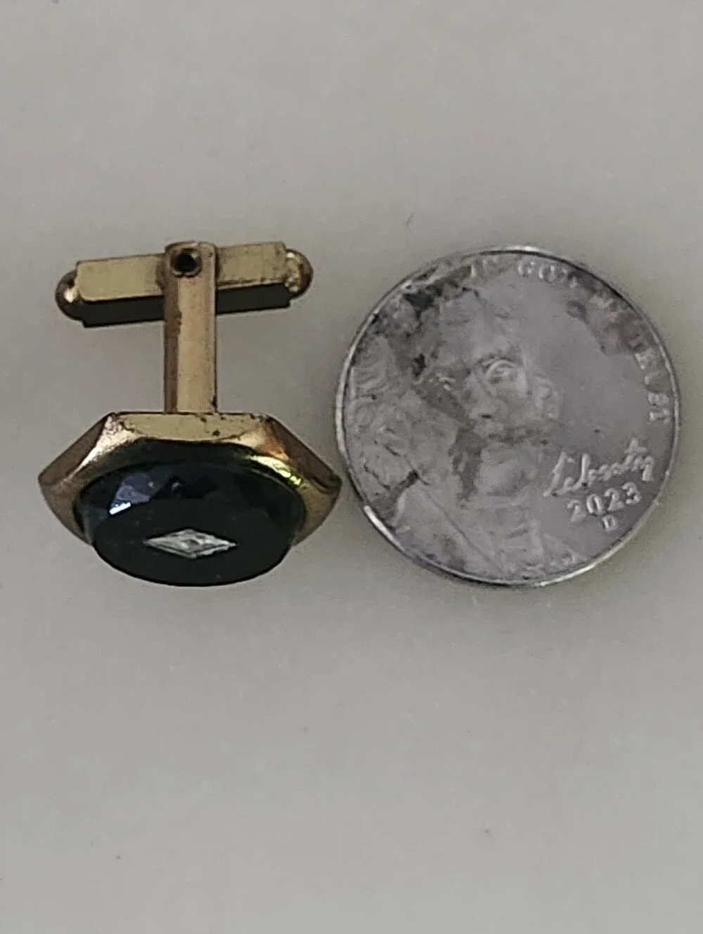 Vintage Gold Tone Black Onyx Hex Cufflinks